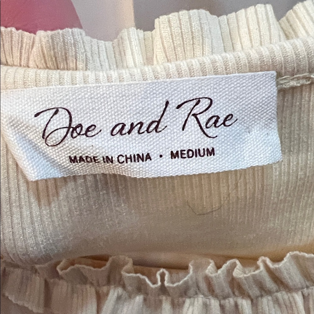 Doe & Rae Ruffled Tank Top in Cream - Picture 2 of 3
